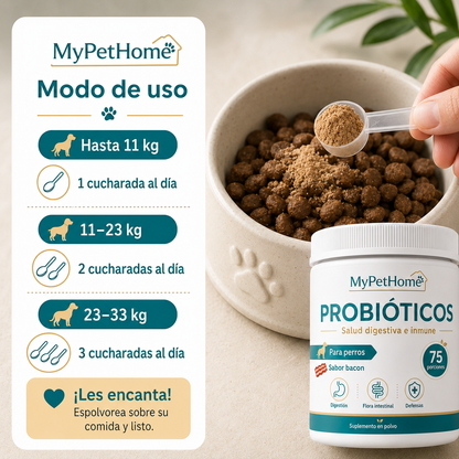 Probióticos para Perros en Polvo – Salud Digestiva y Flora Intestinal | MyPetHome