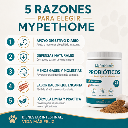 Probióticos para Perros en Polvo – Salud Digestiva y Flora Intestinal | MyPetHome